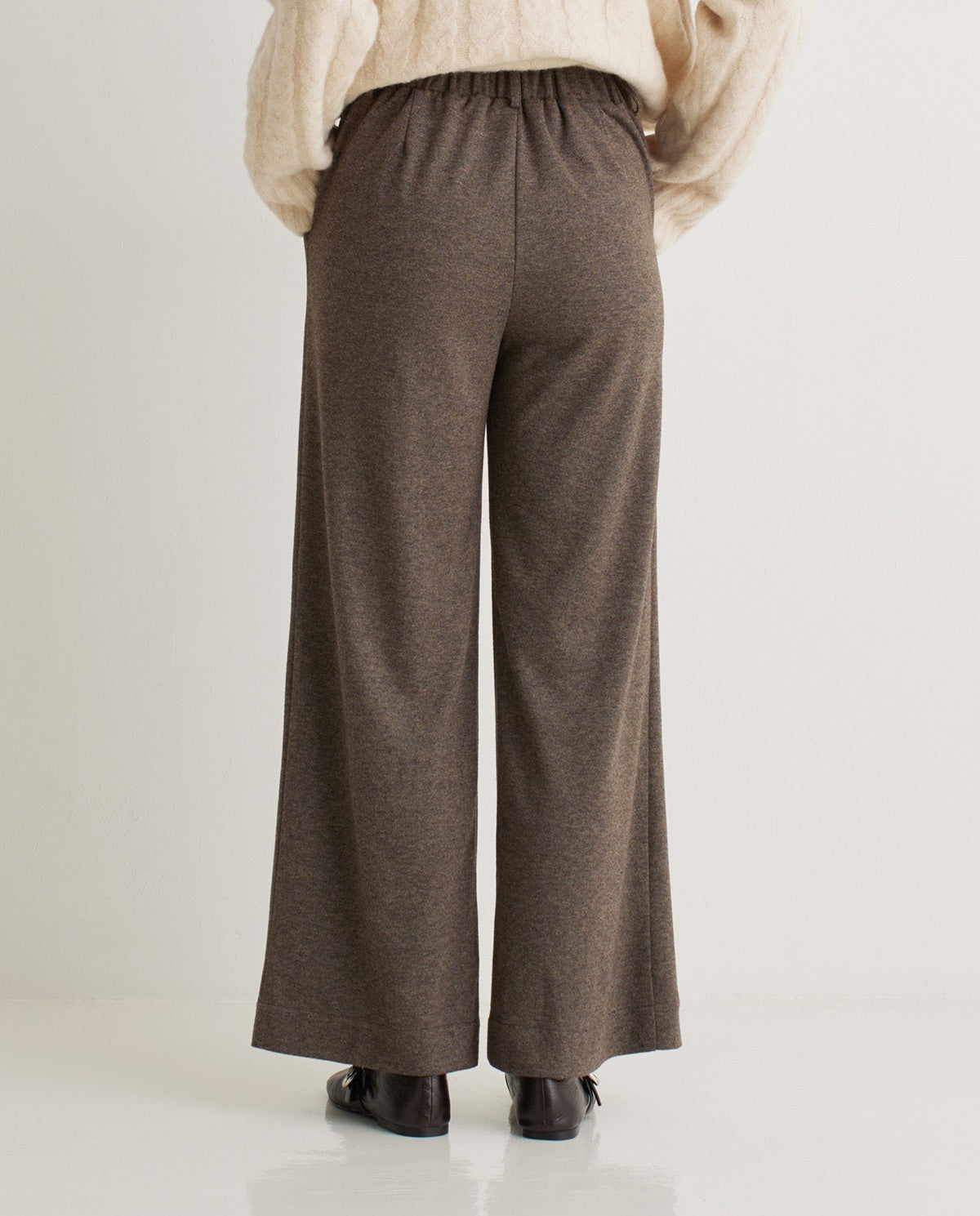 Yerse Jersey Wide Leg - Brown