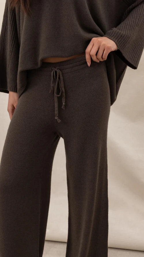 Charli Micha Ribbed Trousers - Espresso