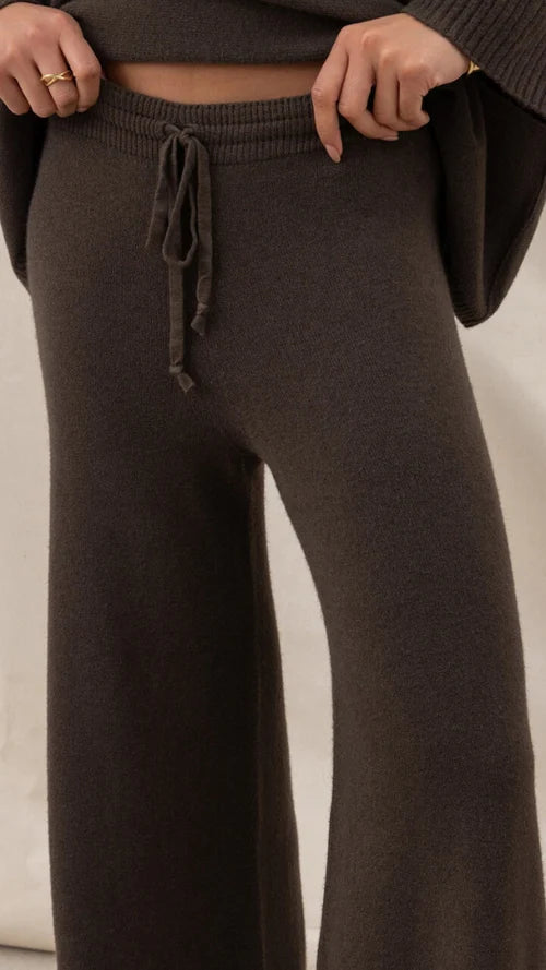 Charli Micha Ribbed Trousers - Espresso