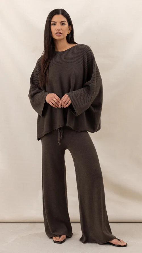 Charli Micha Ribbed Trousers - Espresso