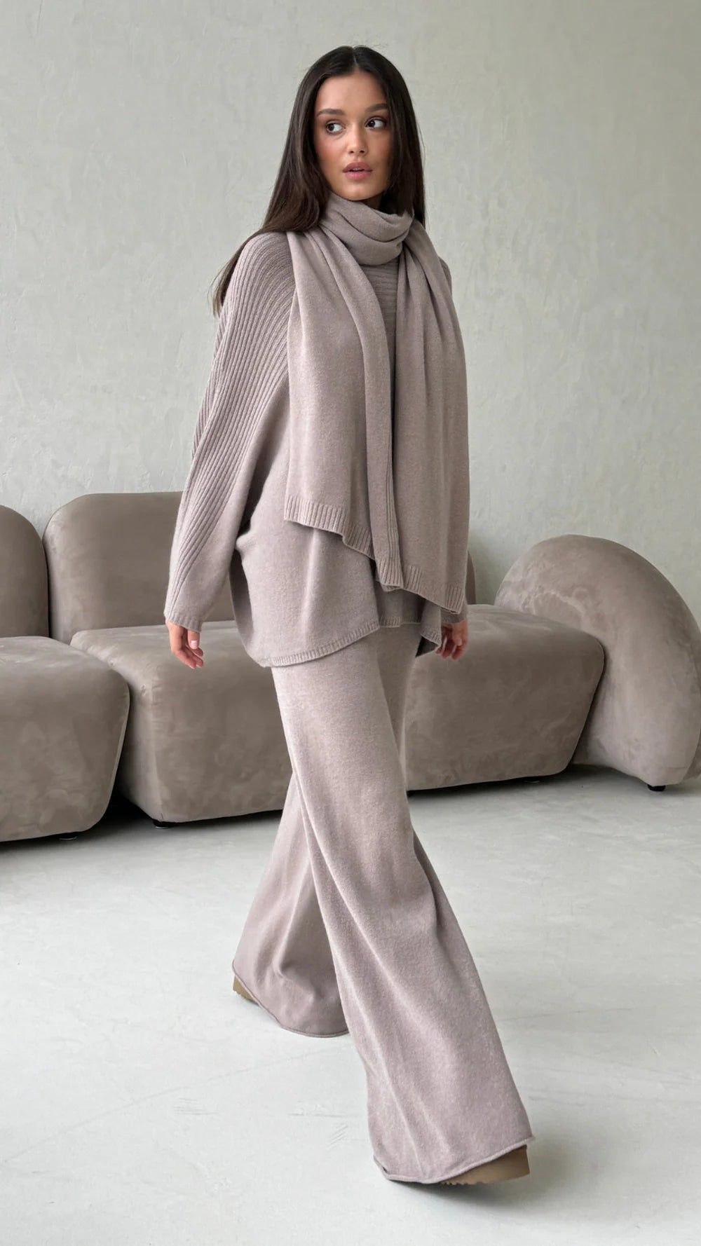 Charli Micha Ribbed Trousers - Smoke