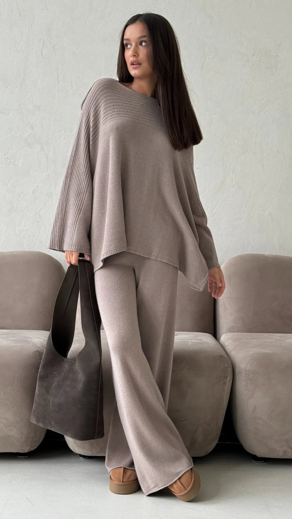 Charli Micha Ribbed Trousers - Smoke