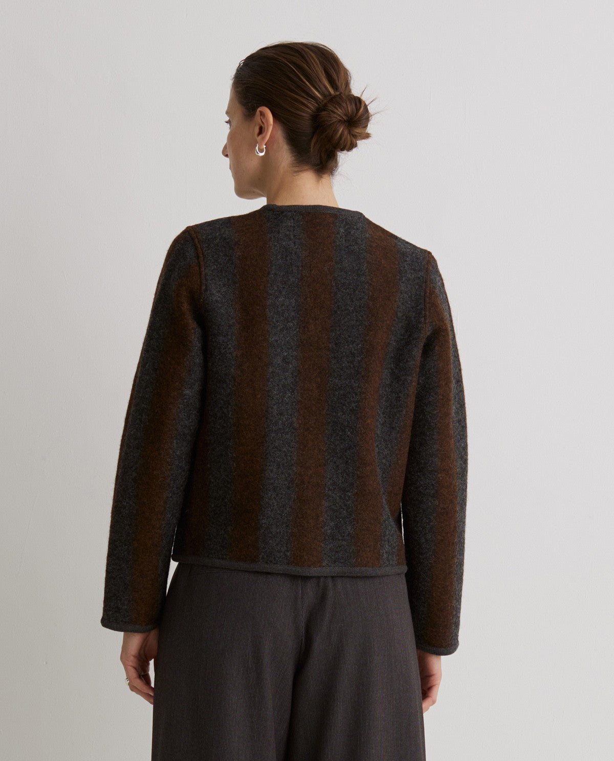 Yerse Striped Boiled Wool Jacket