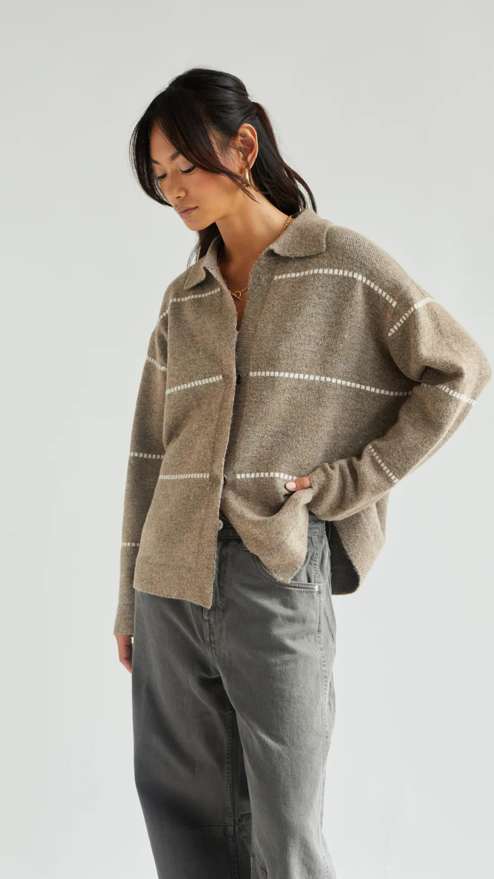 Charli Clara Stitch Cardigan - Sand
