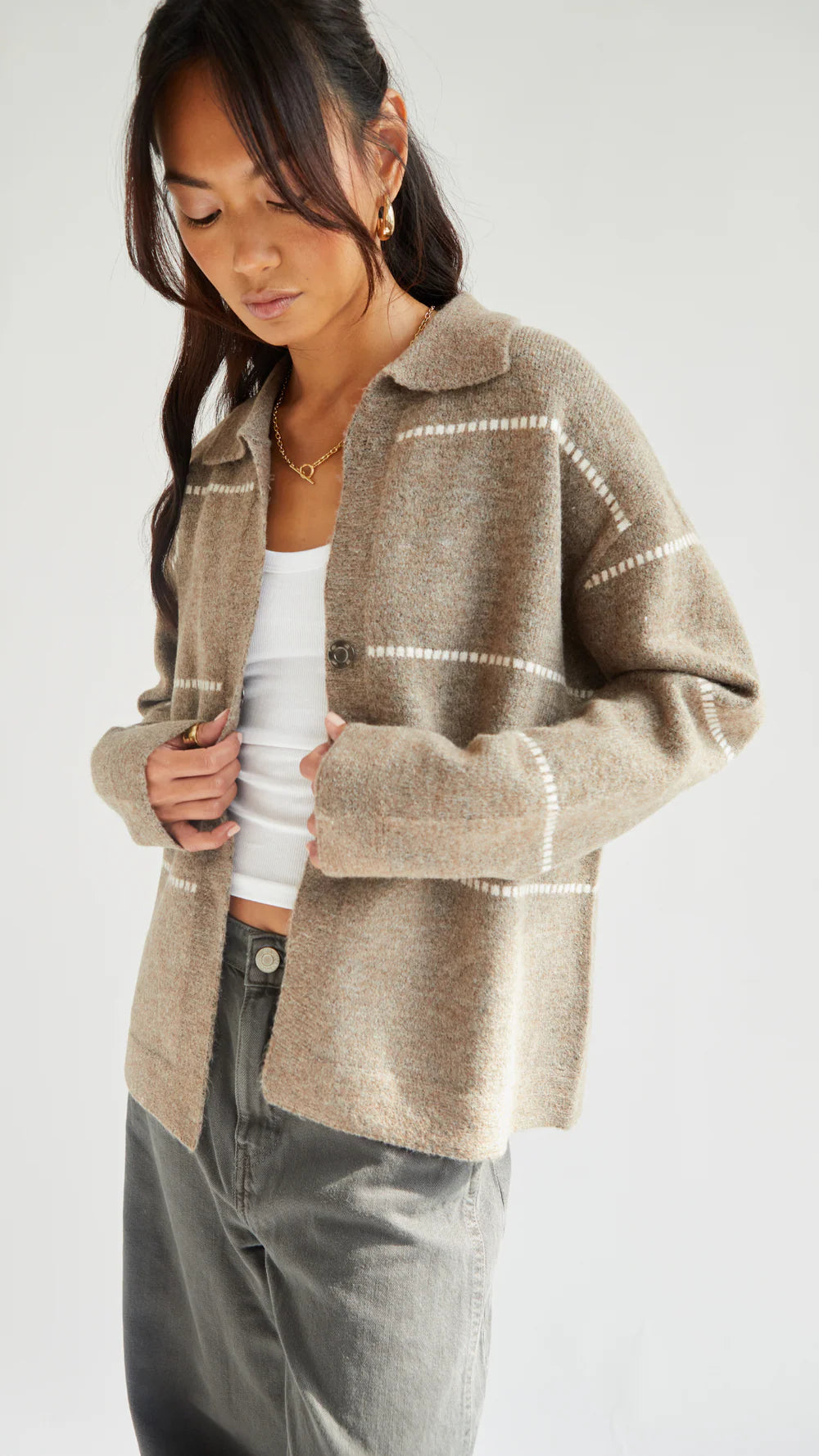 Charli Clara Stitch Cardigan - Sand