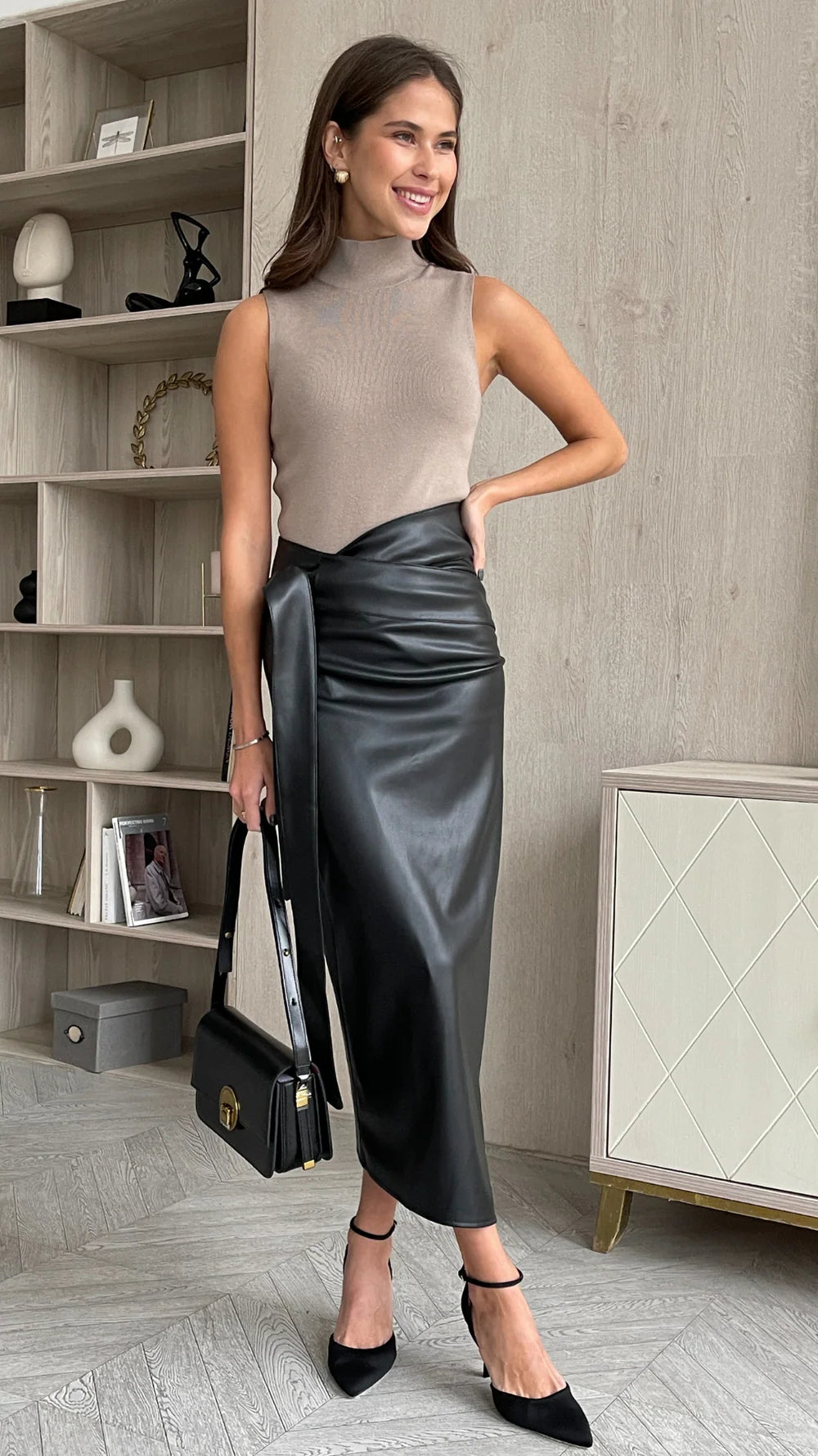 Charli Livia Wrap Skirt - Black