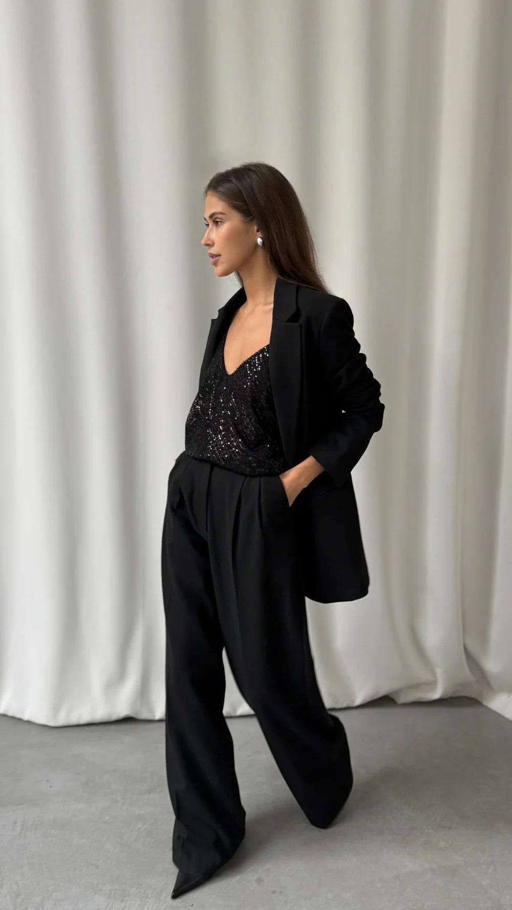 Charli Sienna Sequin Top - Black