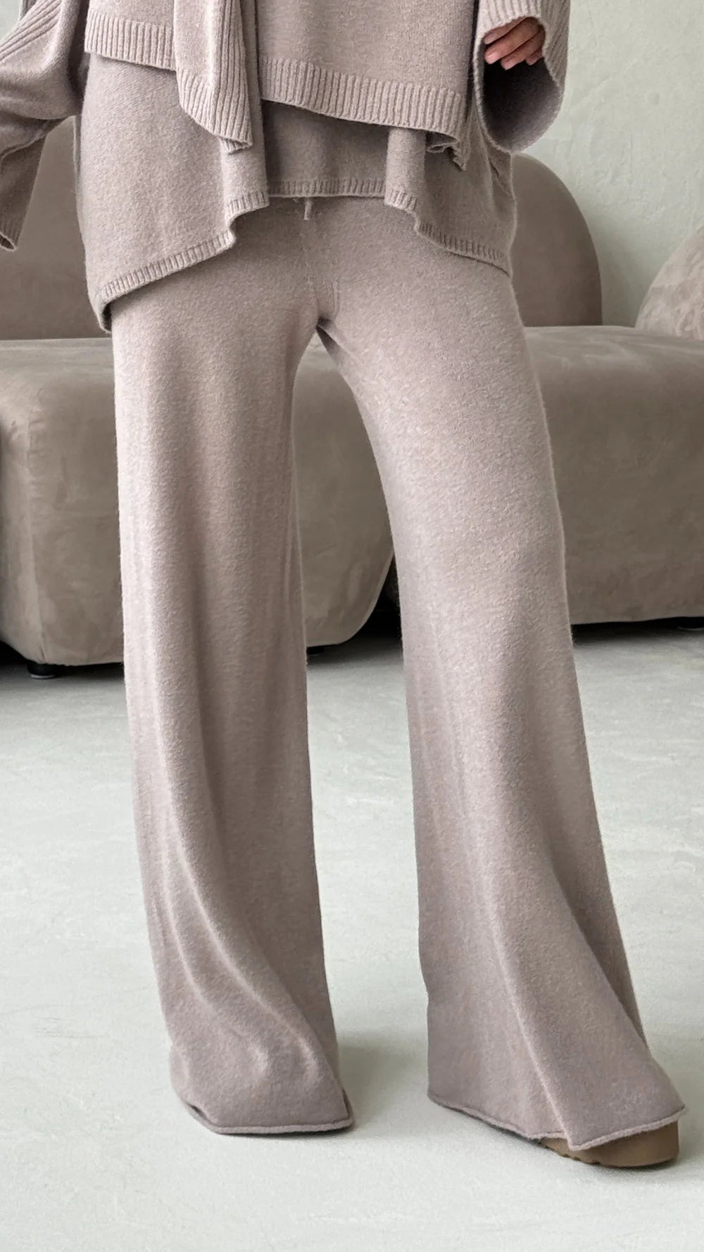 Charli Micha Ribbed Trousers - Smoke