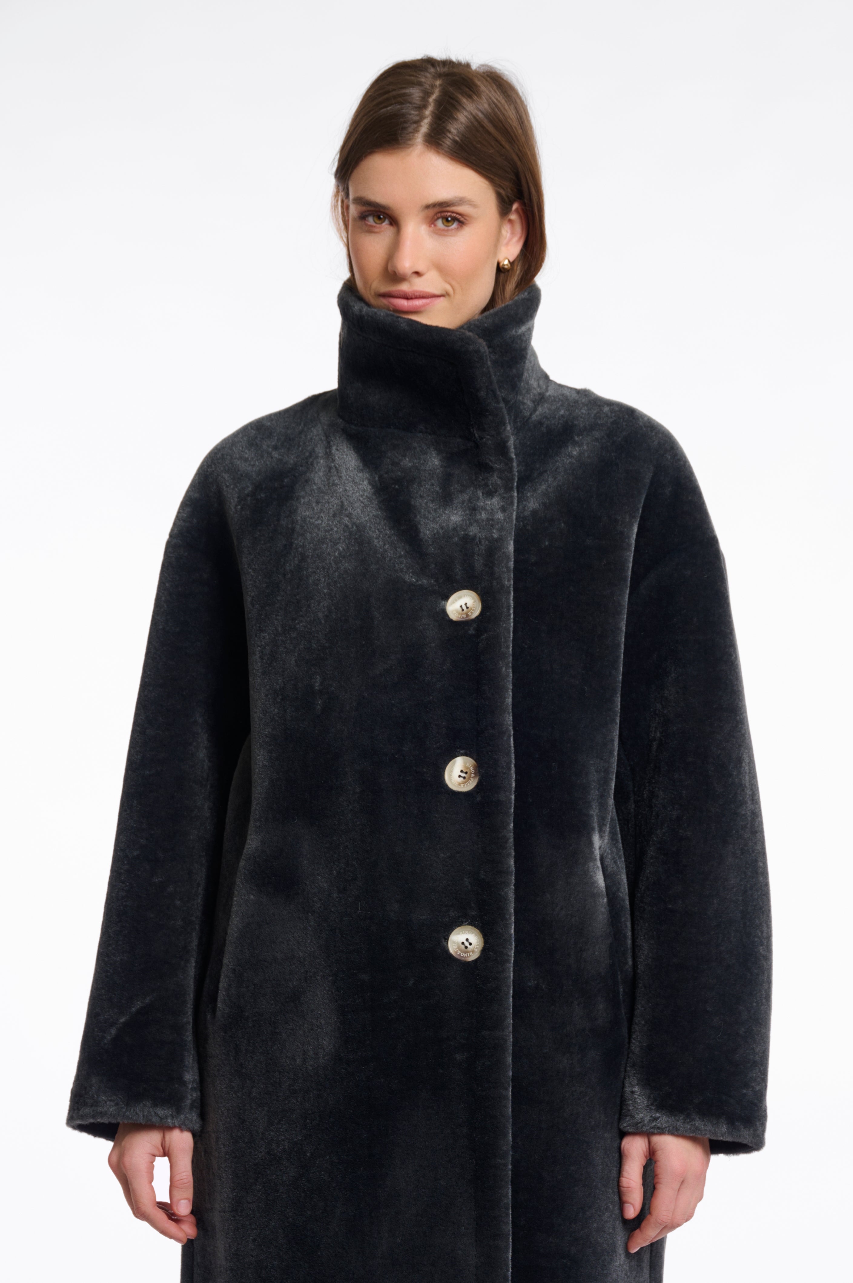 Rino & Pelle Cilou Faux Fur Coat - Deep Iron