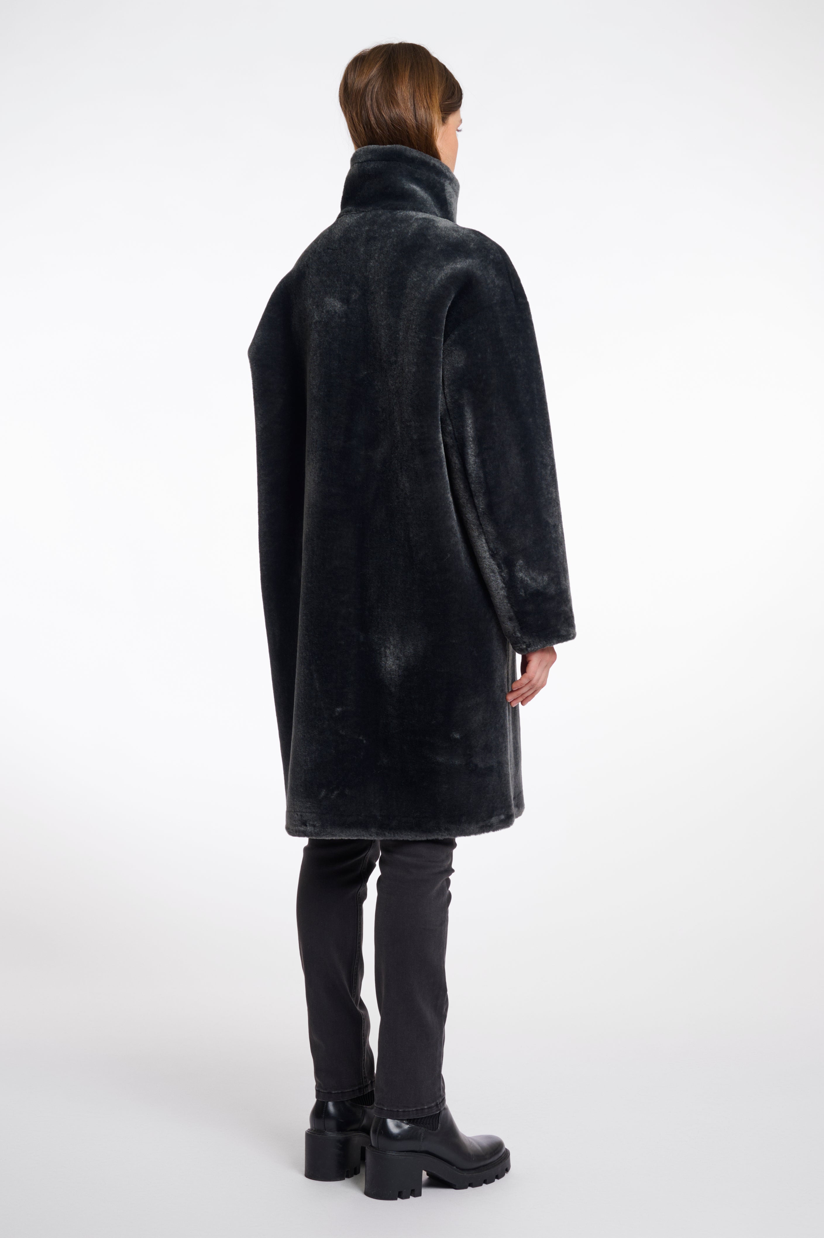 Rino & Pelle Cilou Faux Fur Coat - Deep Iron