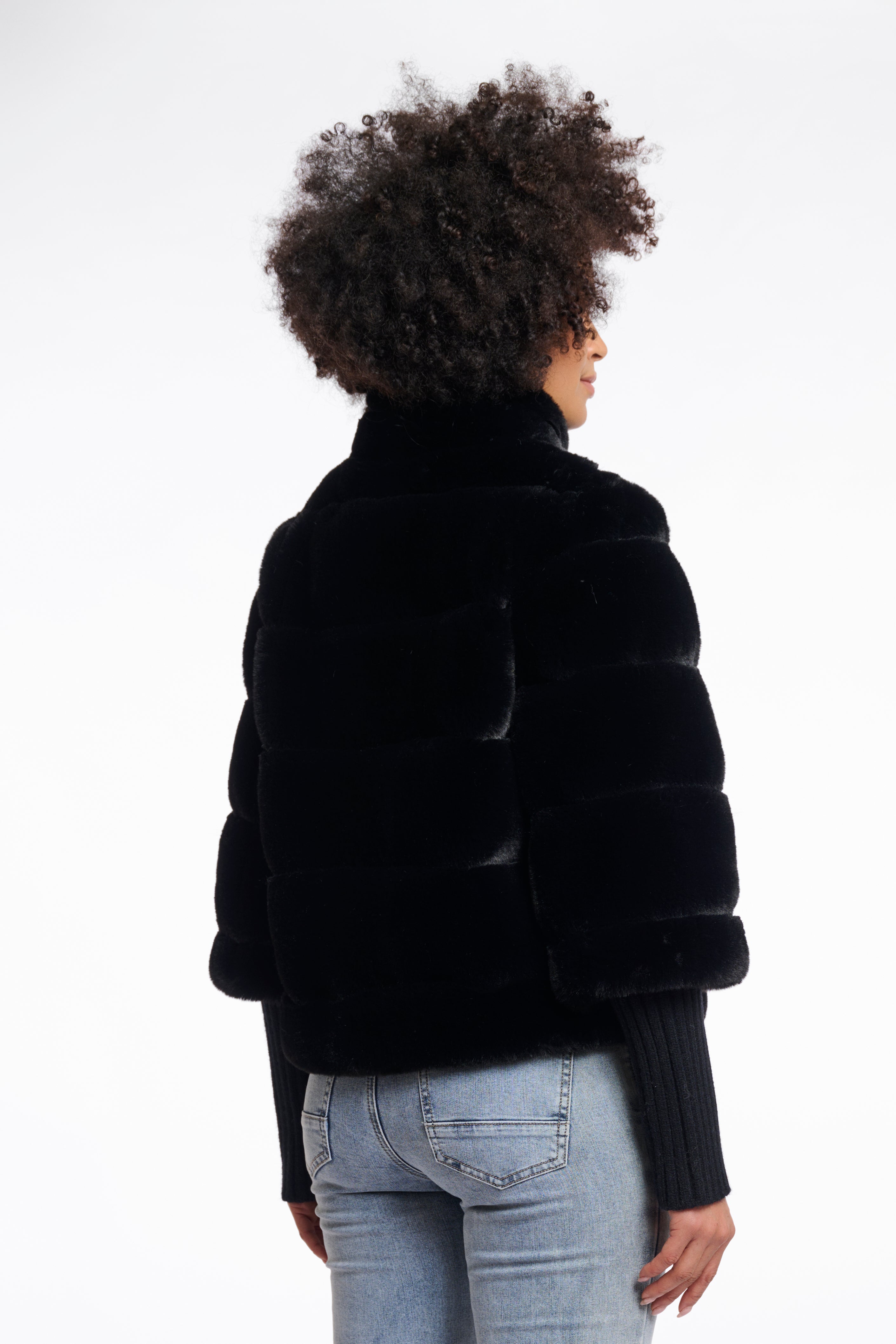 Rino & Pelle Feline Fur Jacket - Black