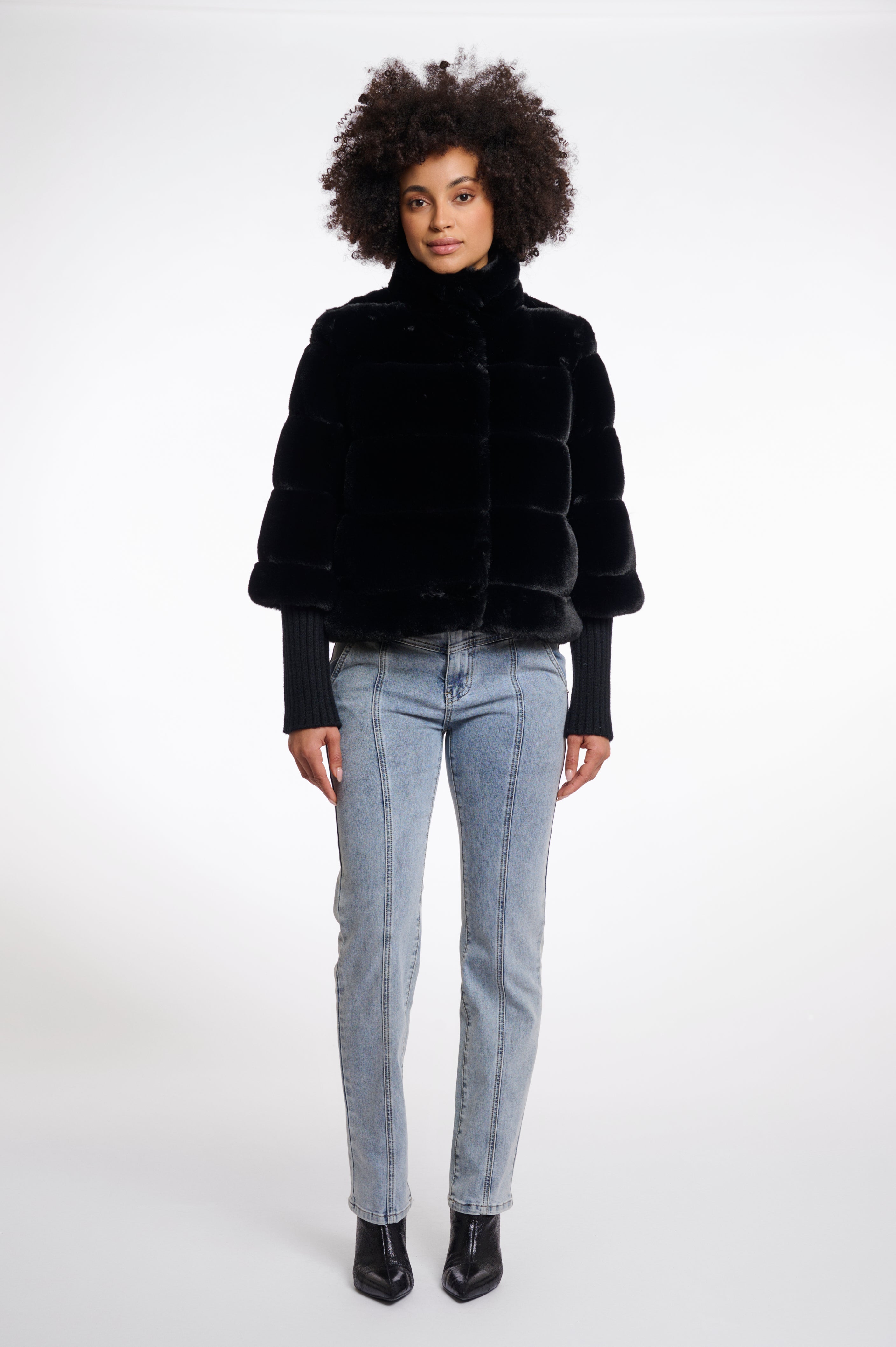 Rino & Pelle Feline Fur Jacket - Black