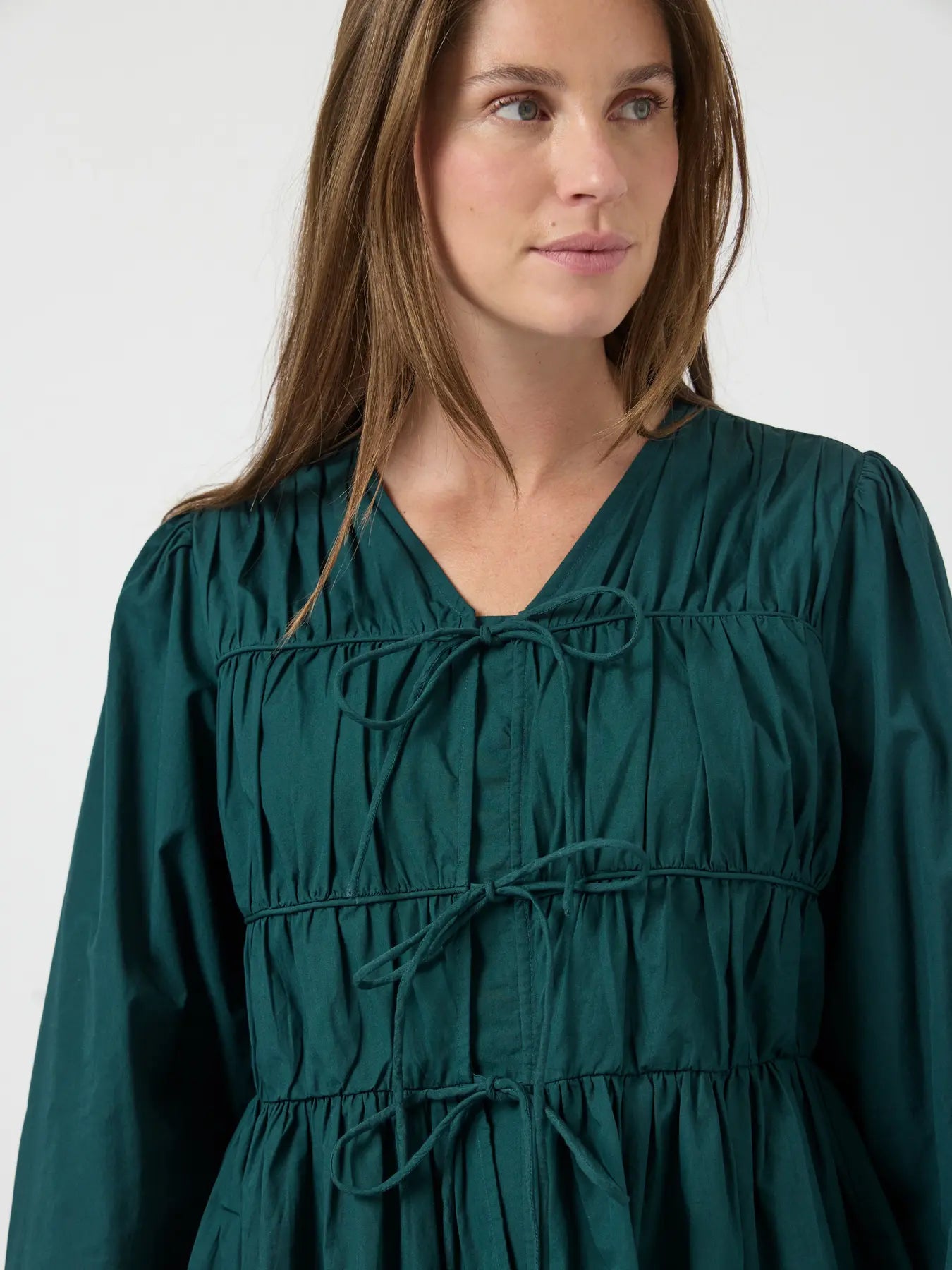 Yas Ebba Shirred Blouse - Pine