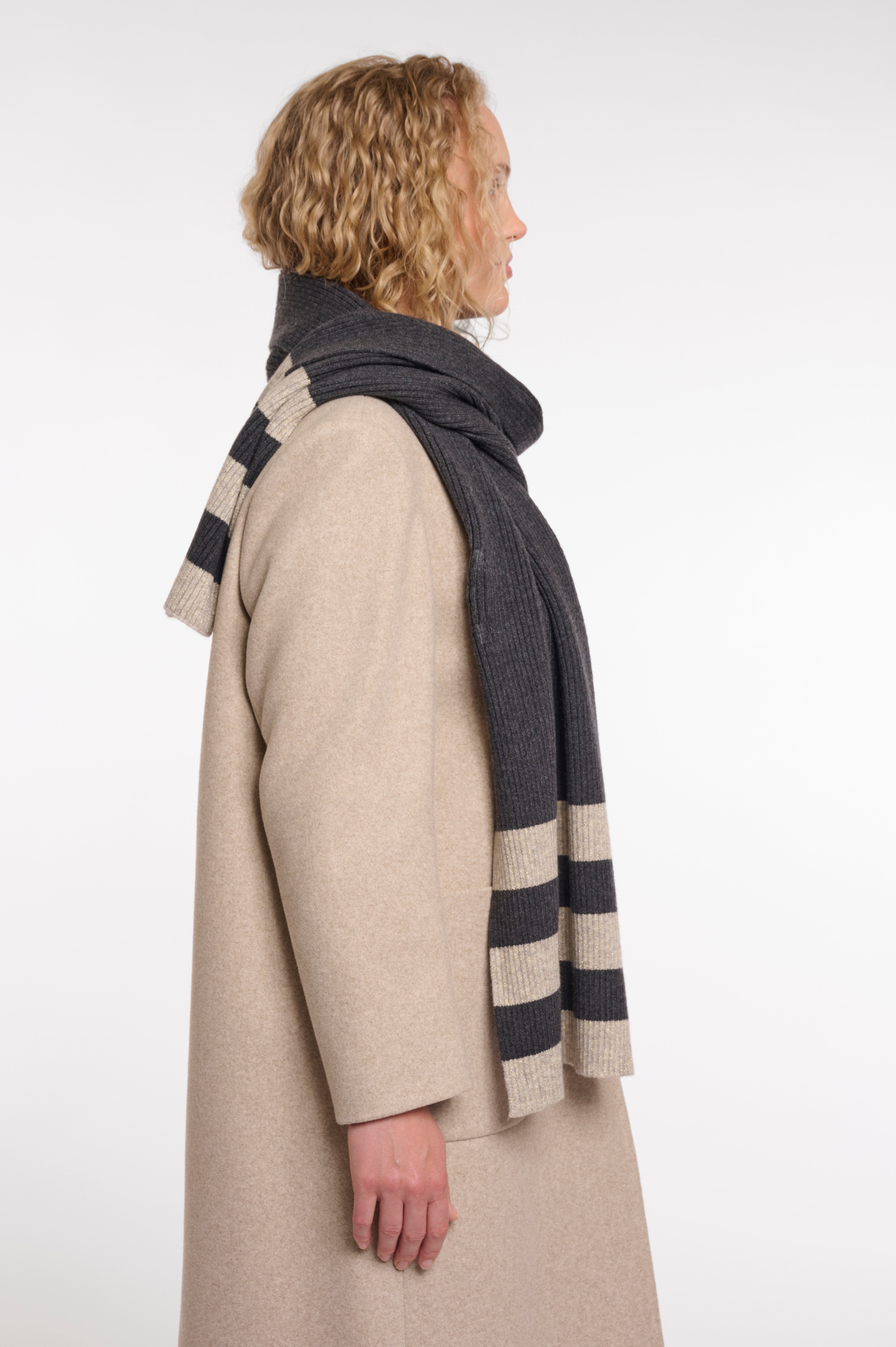Rino & Pelle Hetty Striped Scarf - Grey