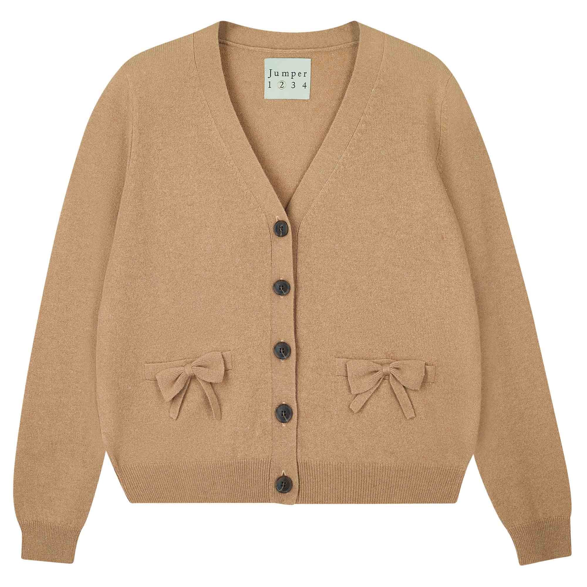 Jumper 1234 Cashmere Bow Pocket Cardigan - Camel