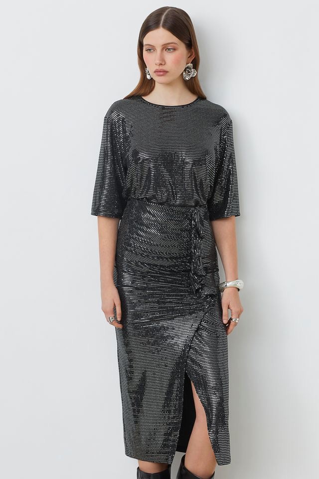 Suncoo Sequin Frill Skirt - Argent