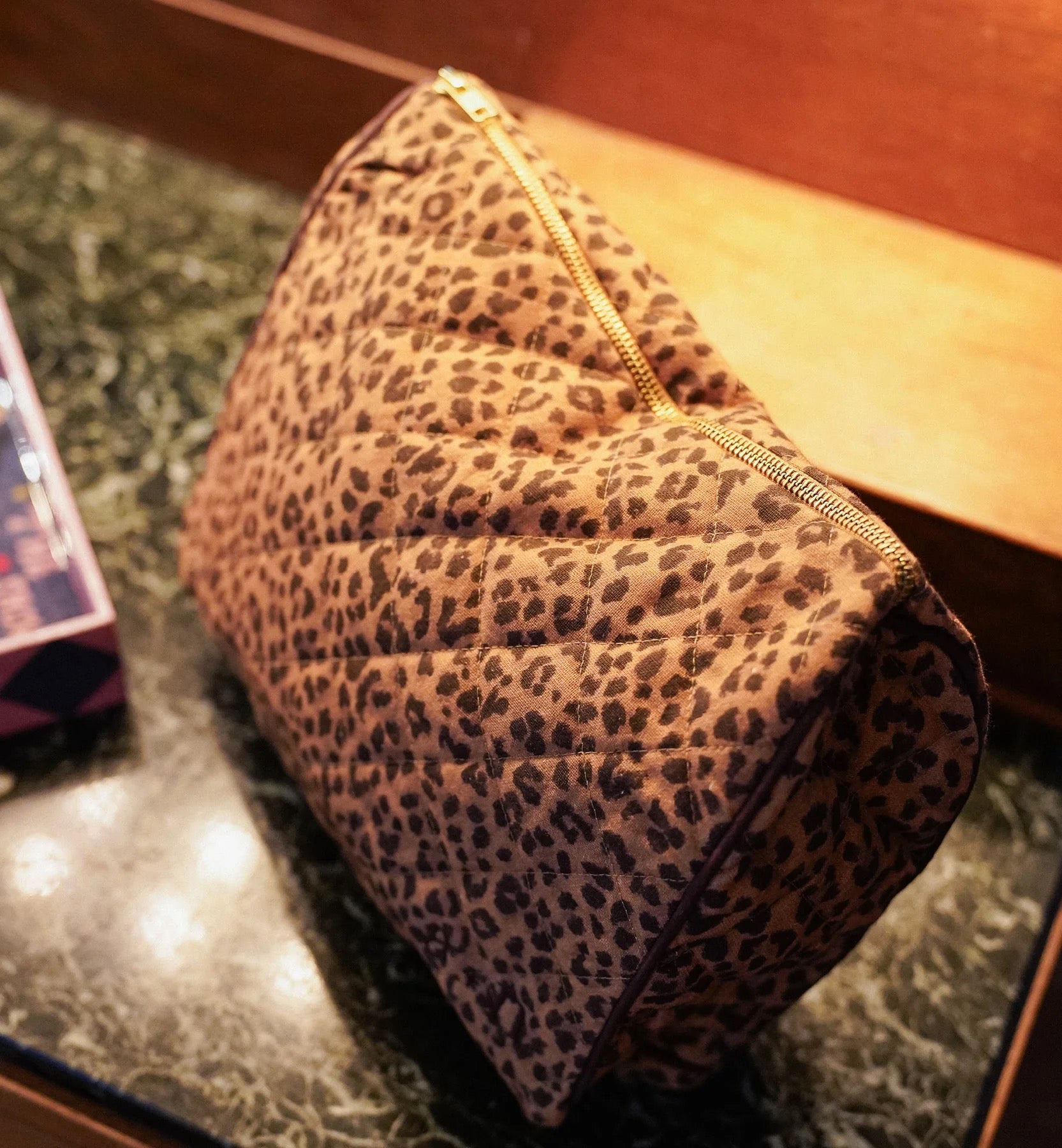 Anna + Nina Leopard Quilted Wash Bag