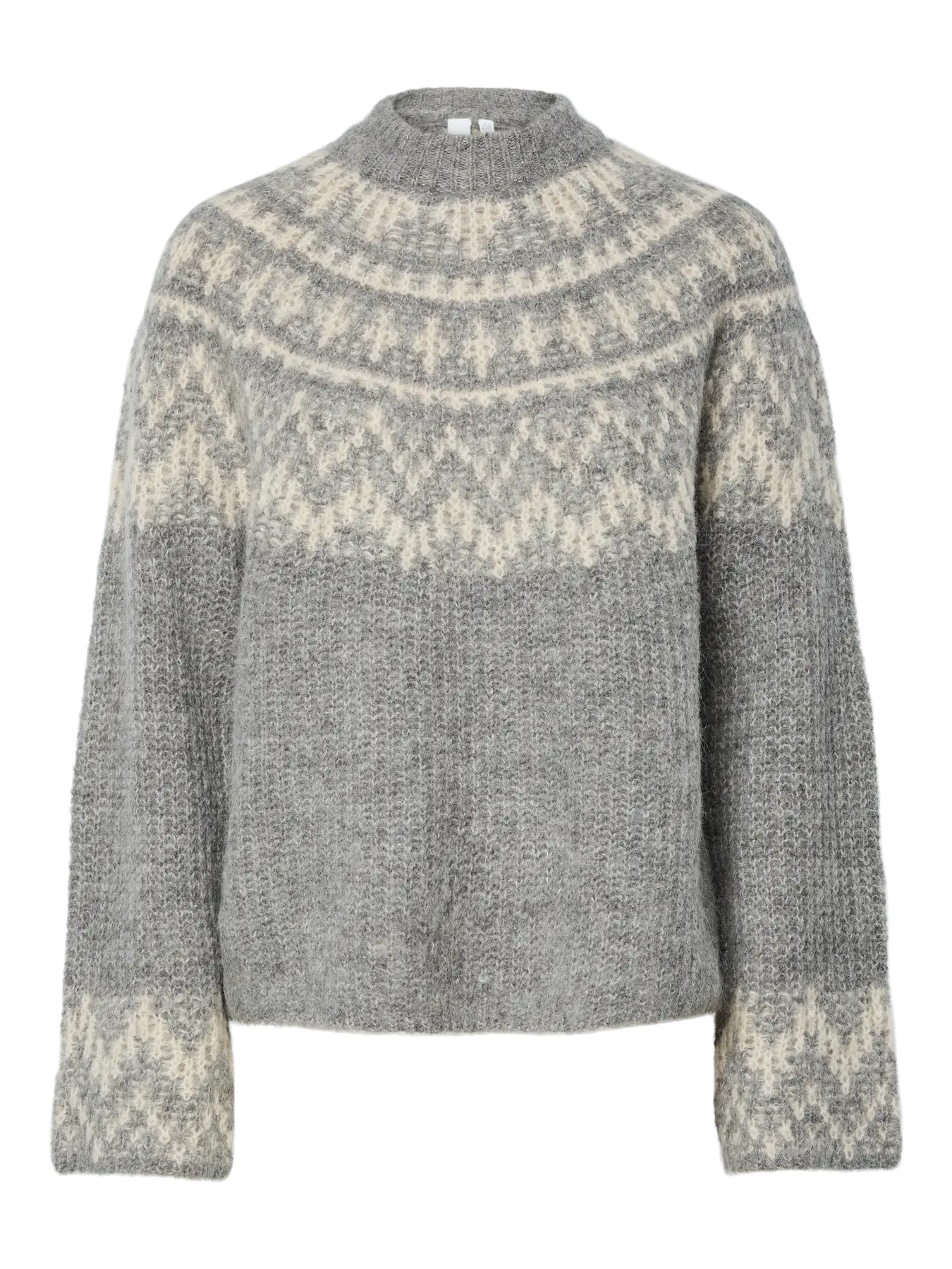 YAS Liri Fairisle Jumper - Grey