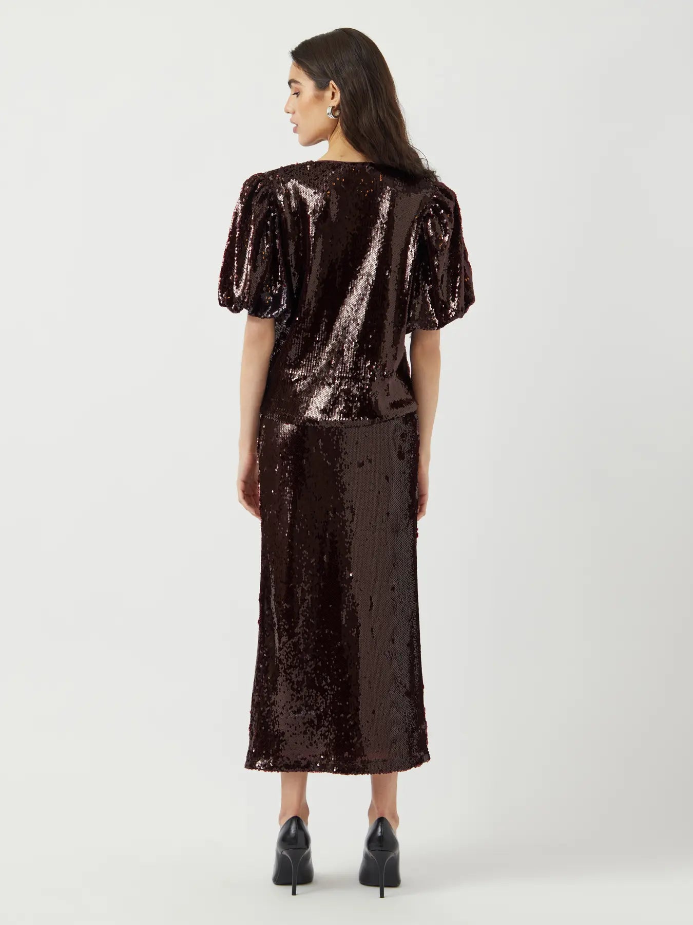 YAS Royalina Sequin Top - Burgandy