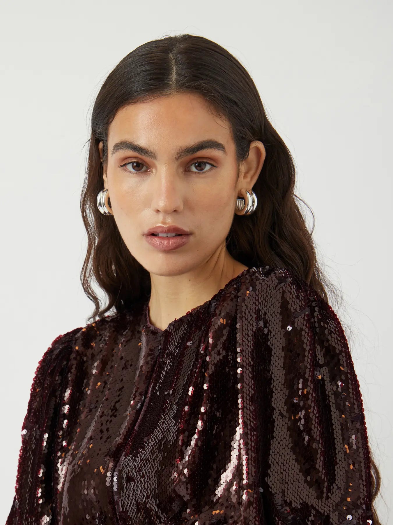 YAS Royalina Sequin Top - Burgandy