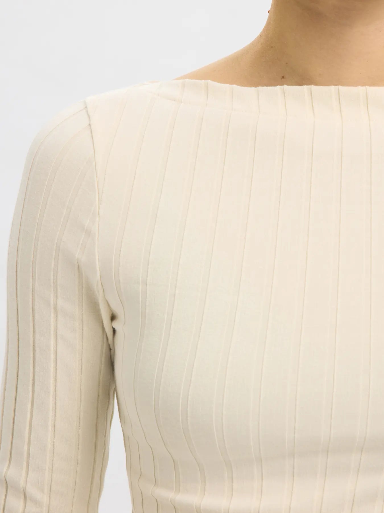 Selected Femme Signe Boat Neck Top - Cream