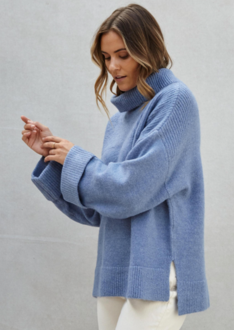 Charli Vanessa High Neck Sweater Sky – Heidi And Hudson