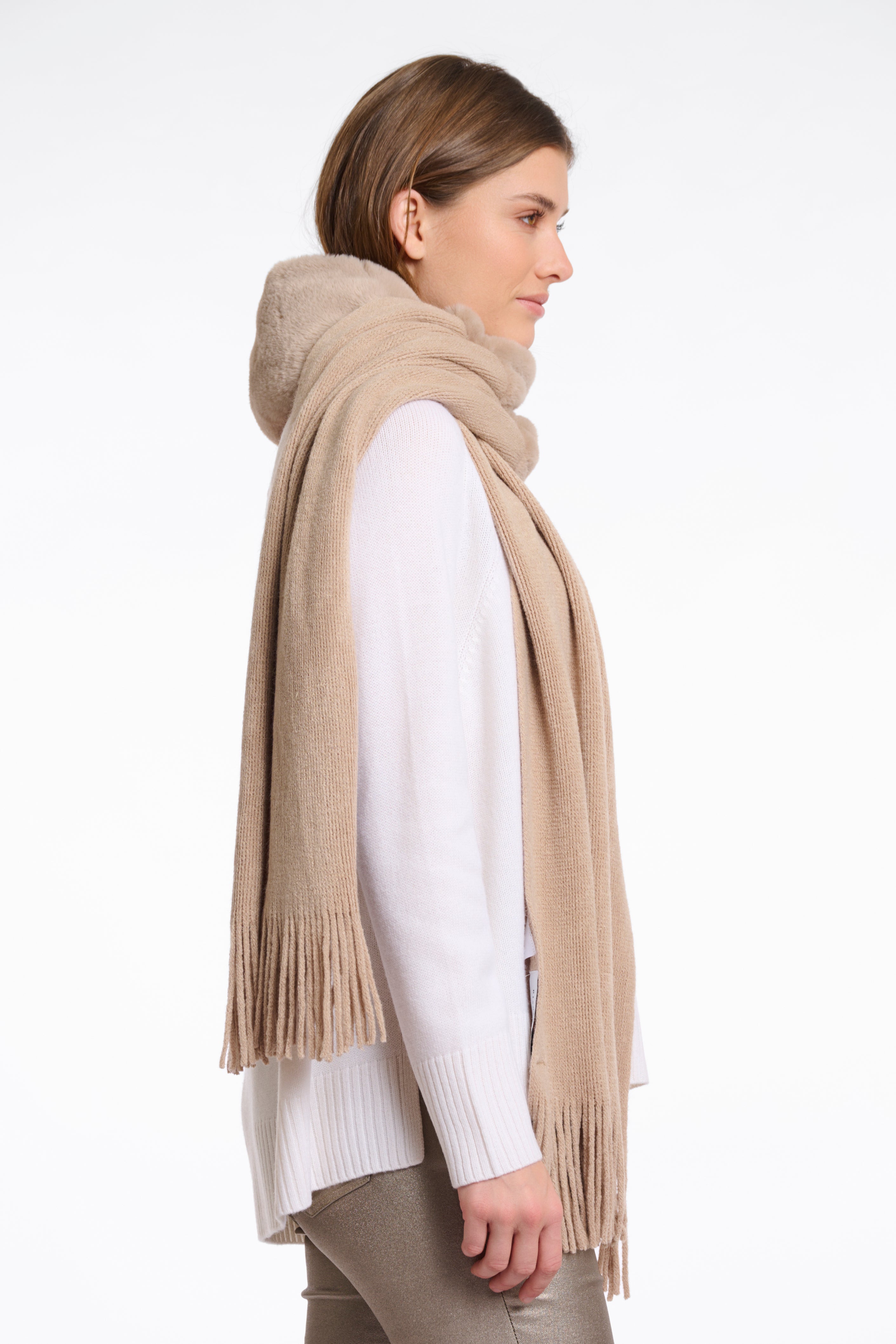 Rino & Pelle Vlien Fur Scarf - Oat