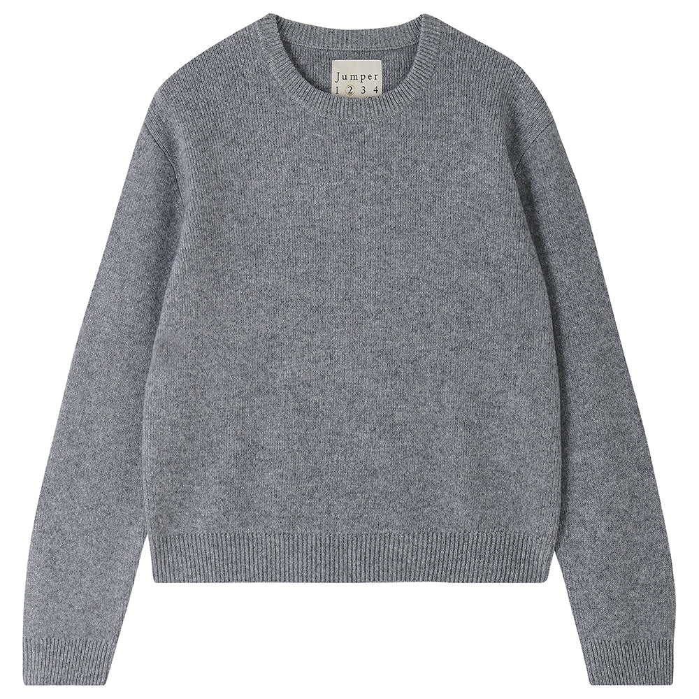 Jumper 1234 Contrast Lurex Rib Crew - Cloudy Silver