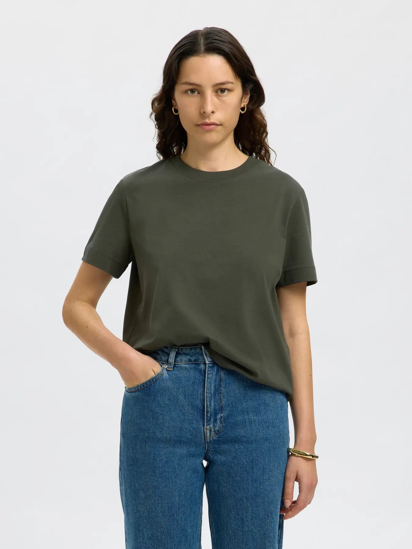 Selected Femme Essential Boxy Tee - Dee Depths