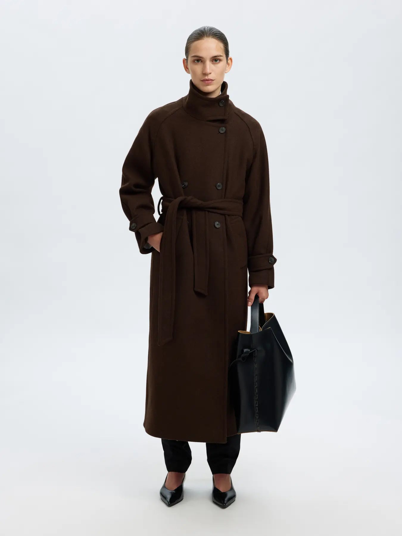 Selected Femme Madeline Coat - Chocolate