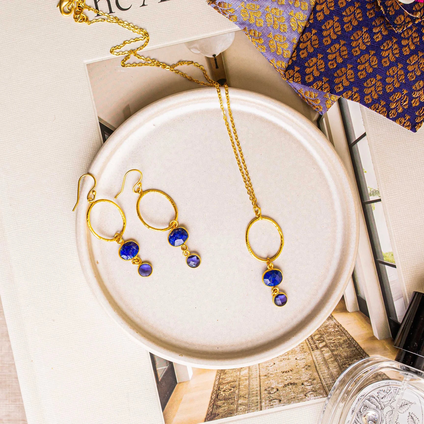 Ashiana Cadiz Navy Gemstone Earrings