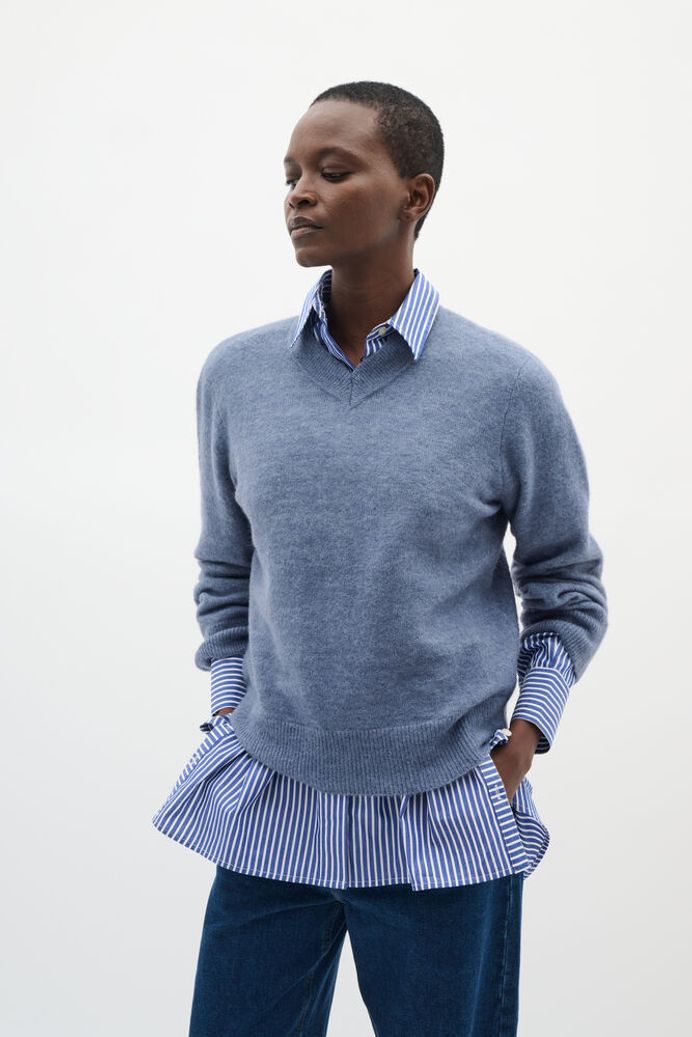 In Wear Guni V Neck Jumper - Wind Blue