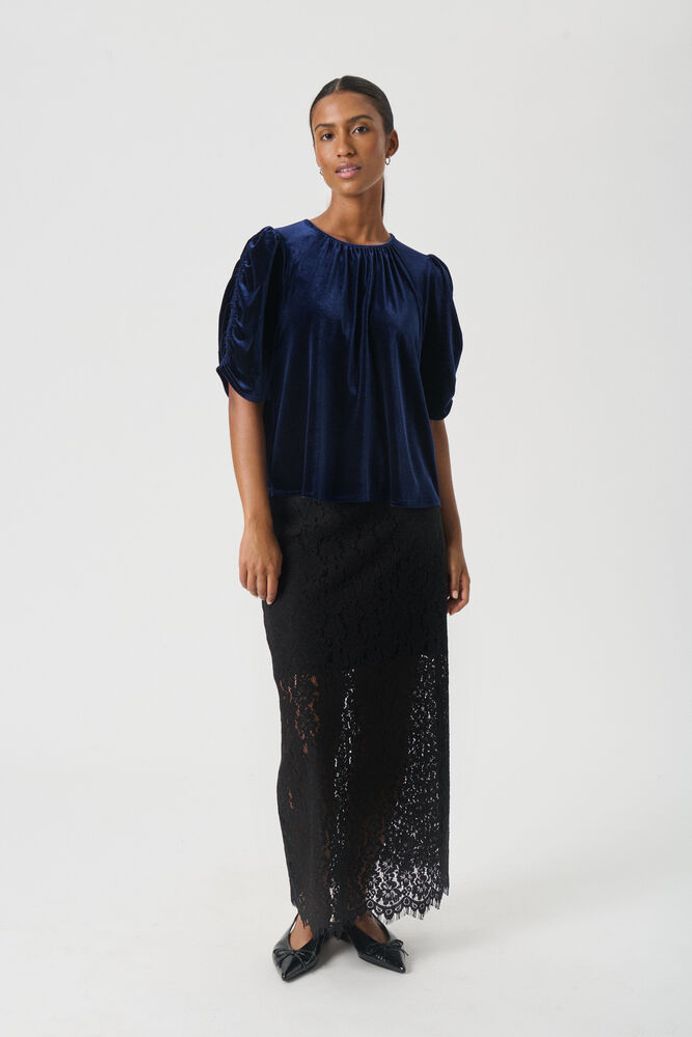 Part Two Valeria Velvet Blouse - Navy