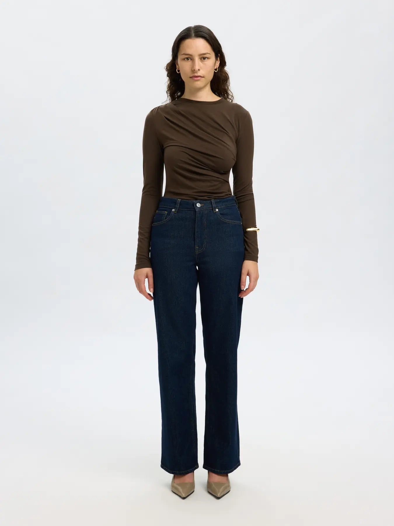 Selected Femme Ilina Top - Brown