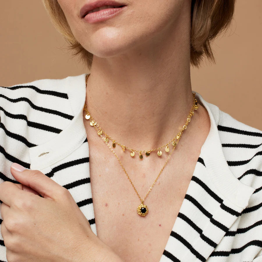 Ashiana Maine Black Onyx Flower Necklace