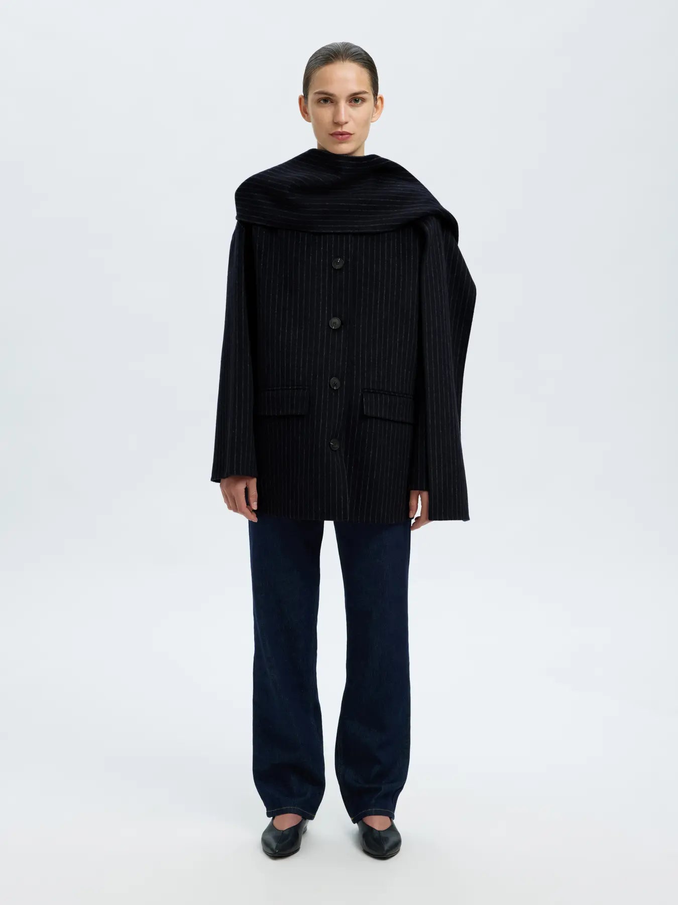 Selected Femme Pam Pinstripe Jacket - Navy