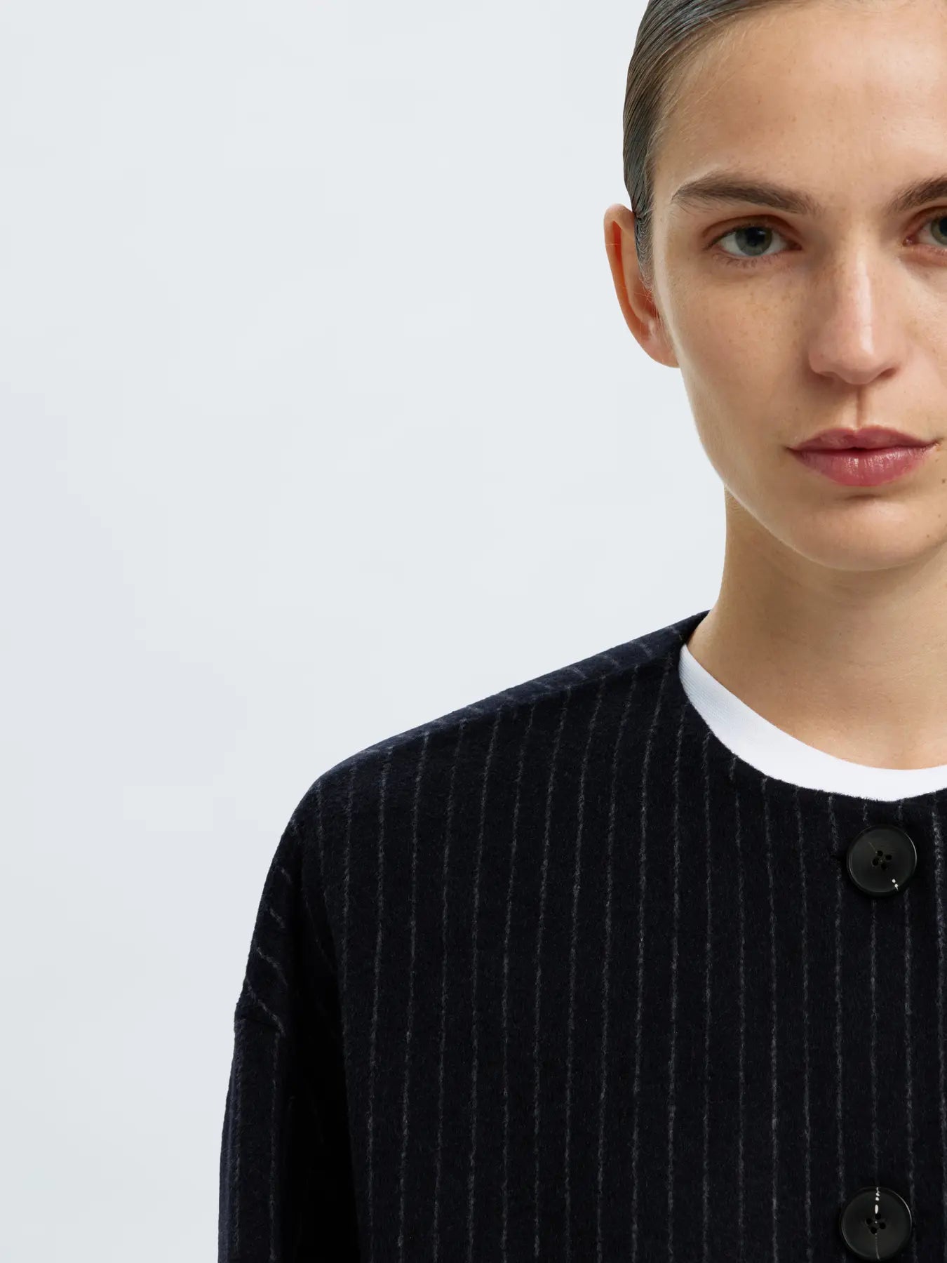 Selected Femme Pam Pinstripe Jacket - Navy