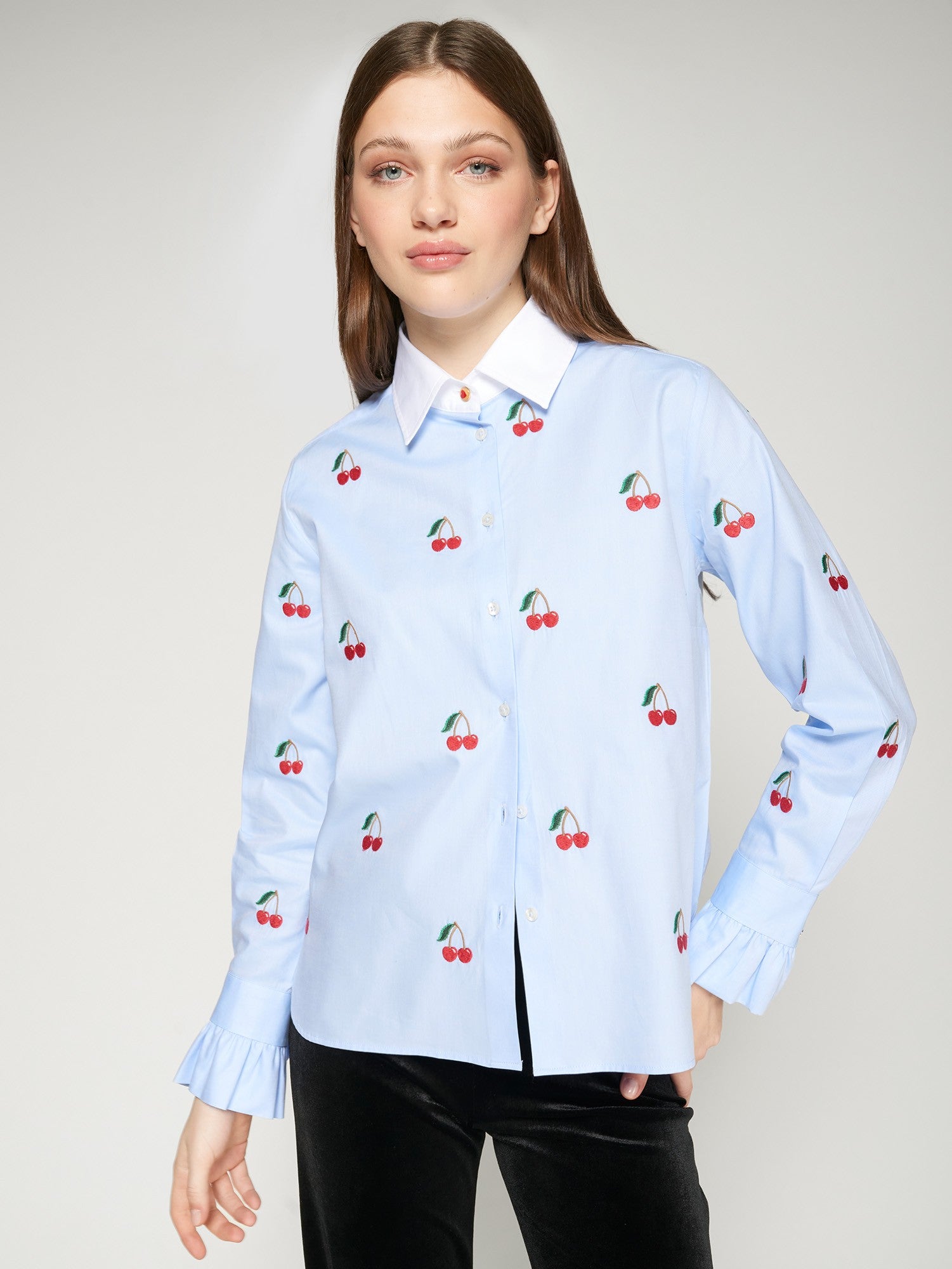 Vilagallo Cherry Embroidered Shirt