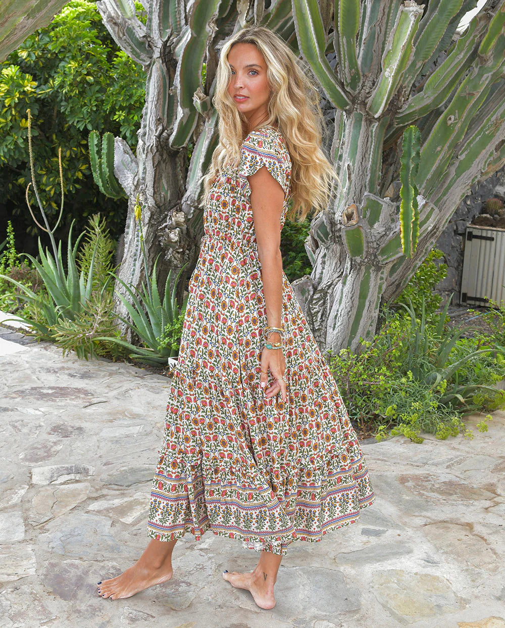 Jaase Slate Midi Dress - Harlowe Print
