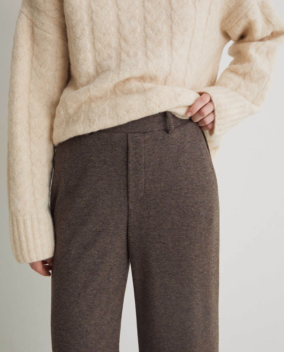 Yerse Jersey Wide Leg - Brown