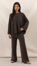 Charli Micha Ribbed Trousers - Espresso