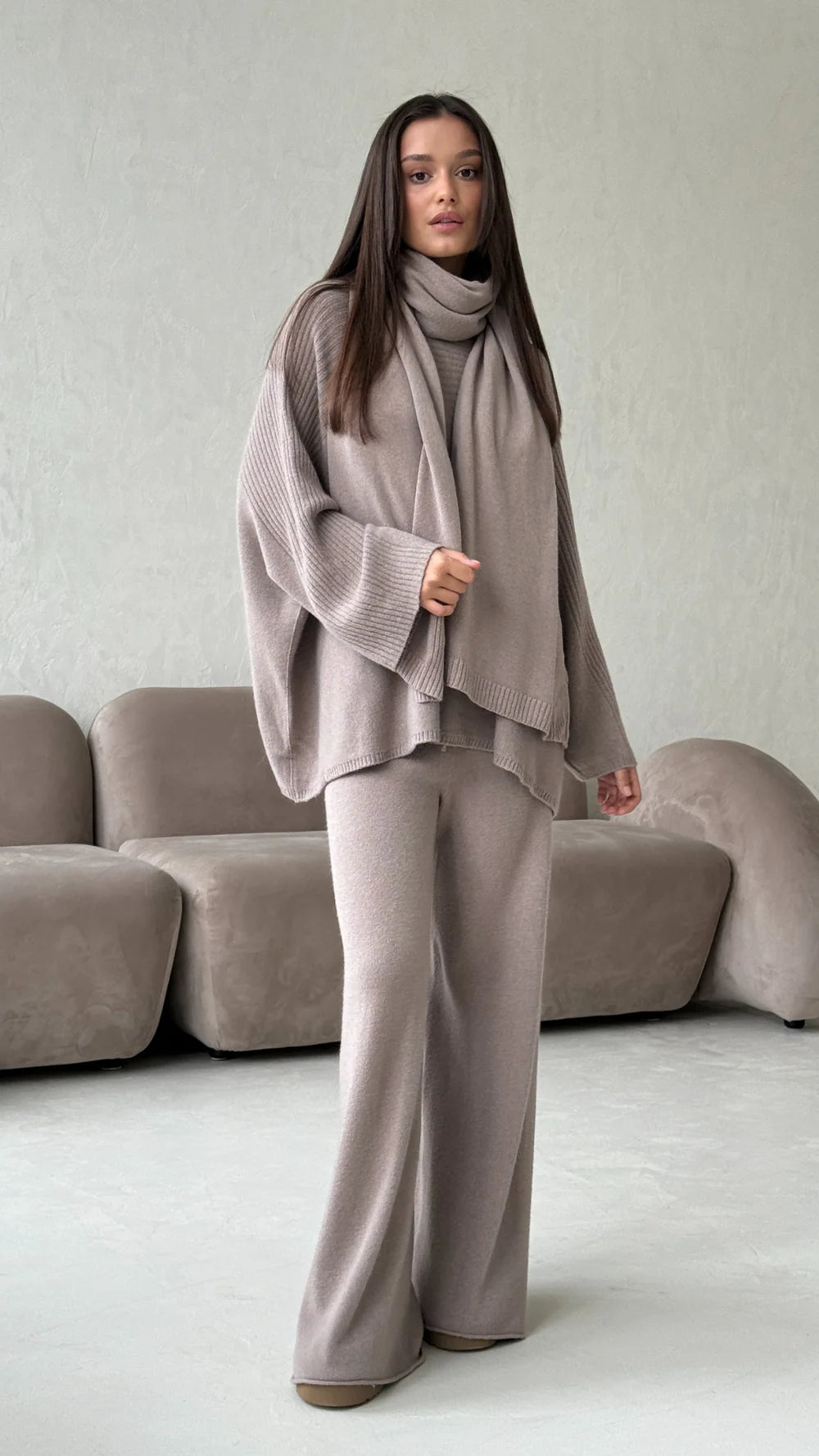 Charli Micha Ribbed Trousers - Smoke