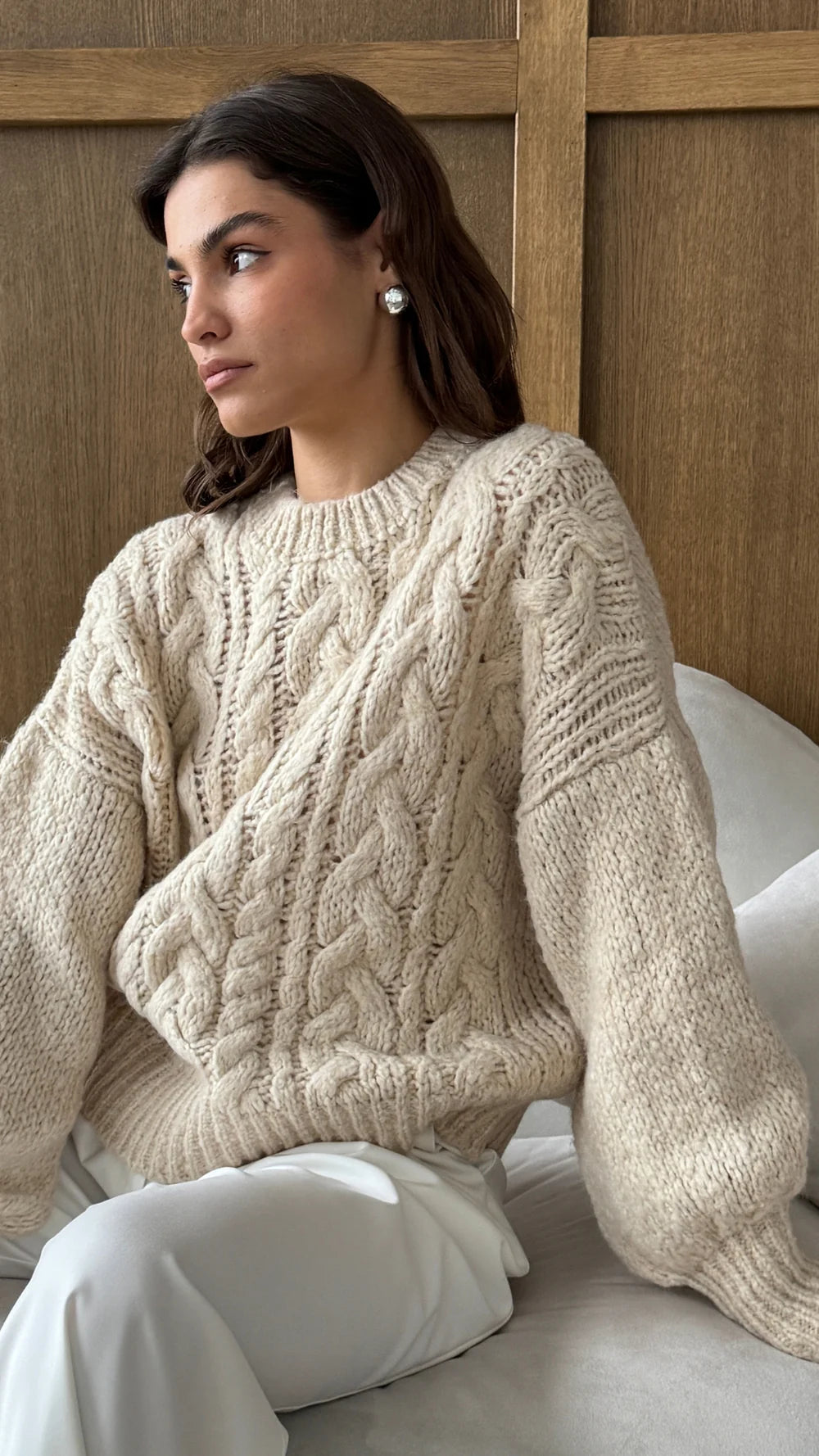 Charli Mara Cable Knit Jumper - Cream