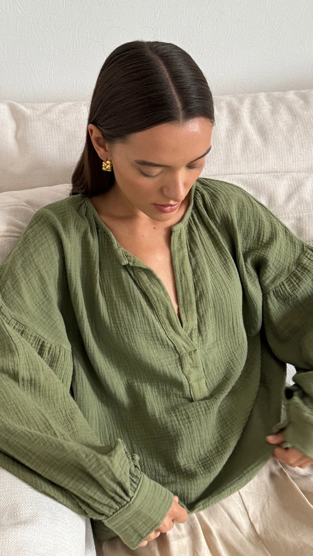 Charli Peach Top - Khaki