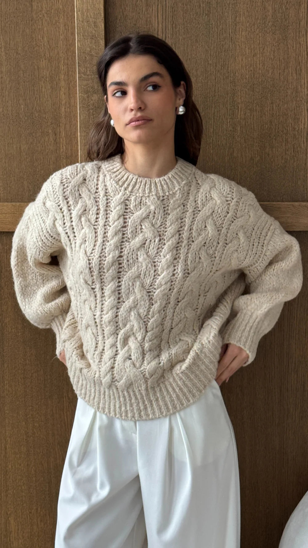 Charli Mara Cable Knit Jumper - Cream