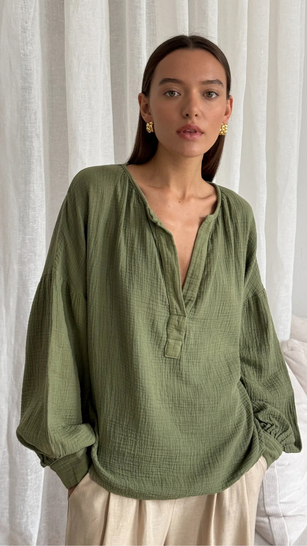 Charli Peach Top - Khaki