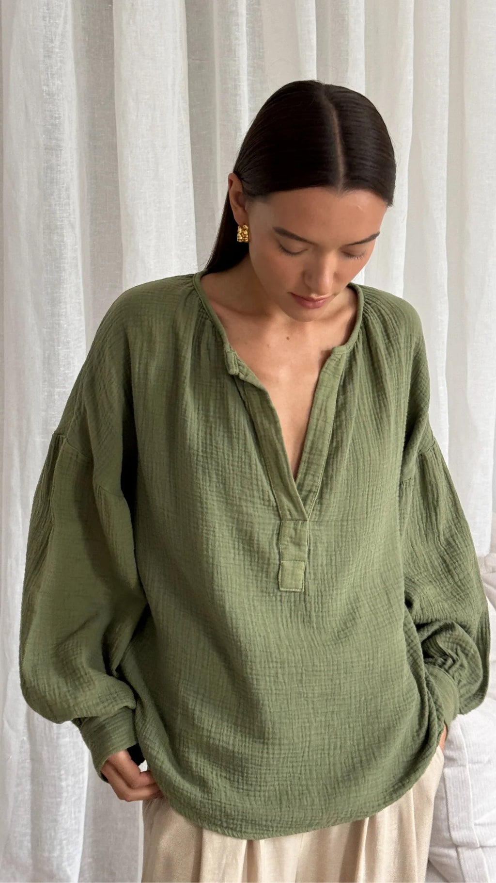 Charli Peach Top - Khaki