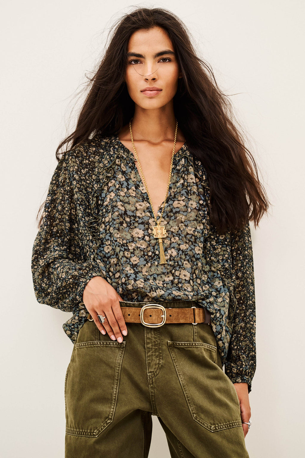 Ba&Sh Kross Romantic Blouse - Khaki
