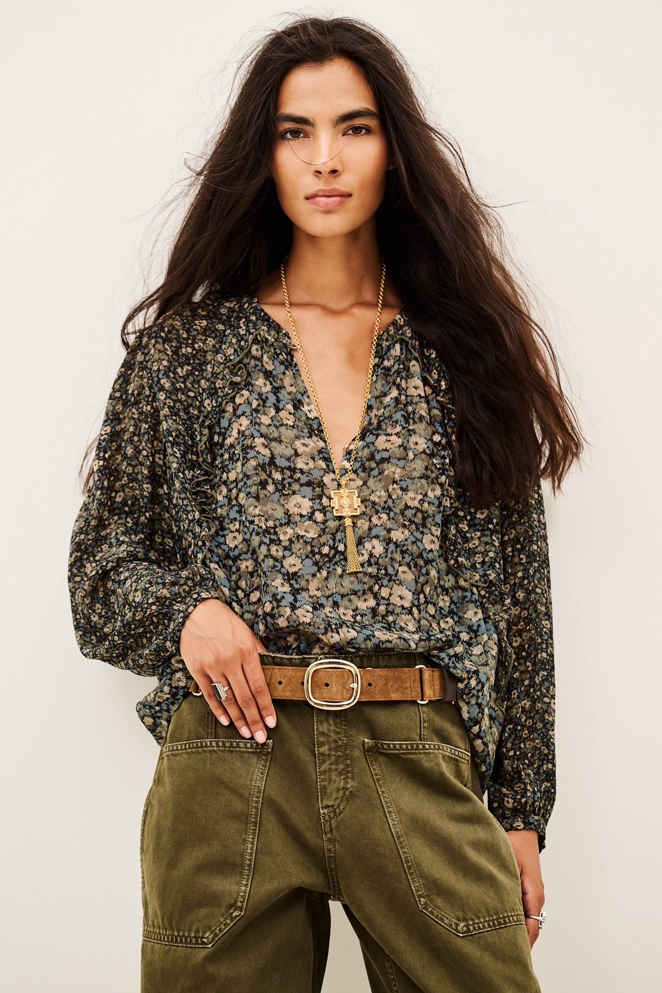 Ba&Sh Kross Romantic Blouse - Khaki