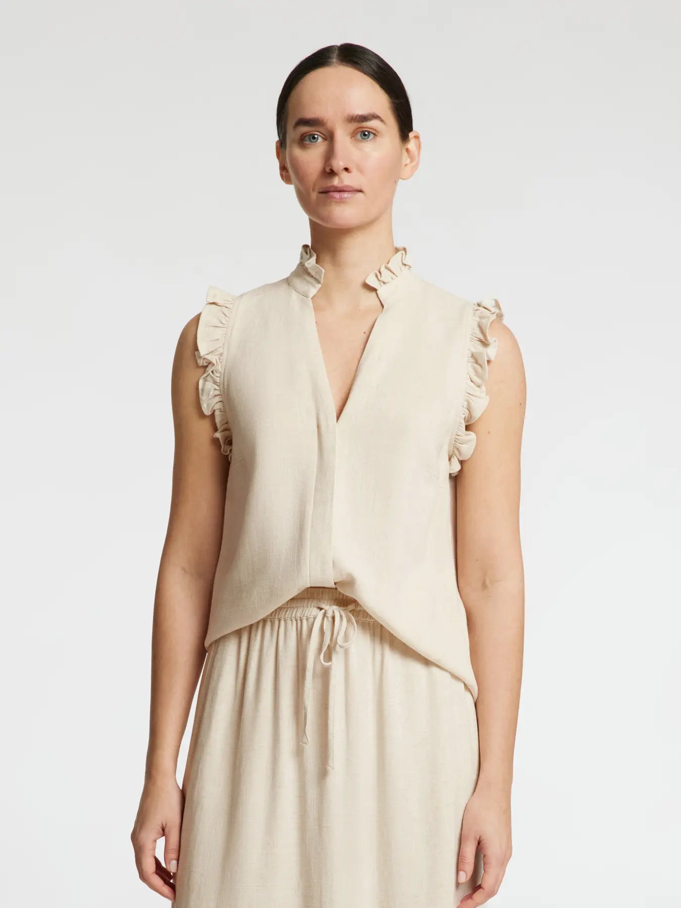 Selected Femme Viva Ruffle Shirt - Sandshell